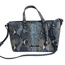 Brahmin Mini Asher Marine Seville Embossed Leather Satchel Cross Body EUC
