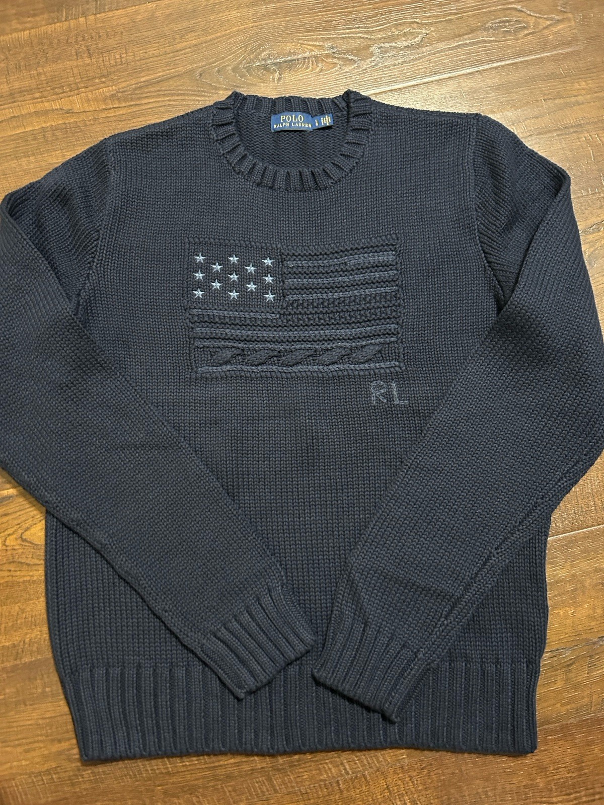 Polo Ralph Lauren Women’s American Flag Sweater Size L Navy Blue