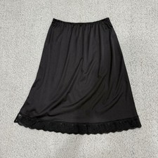 Vintage JCPenney Black Half Slip Skirt Nylon Lace Trim Size M