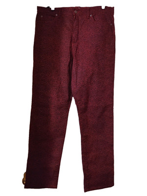 FOCUS LIFESTYLE WOMEN'S SIZE 12 RED LEOPARD PRINT PANT STRAITG LEG COTTON STRECH