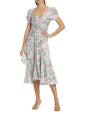 NWOT $395 Cinq à Sept Walker Floral Ruched Midi-Dress 2