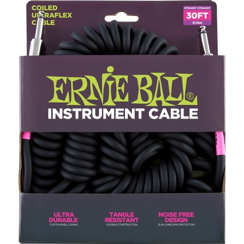 Ernie Ball EB6044 Instrumentenkabel Spiralkabel schwarz | Neu