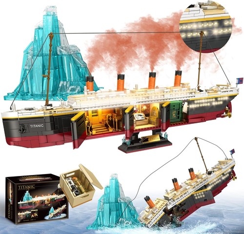LeBrickCrt Titanic Building Blocks Set, 2288 Pieces Ship Model with LED