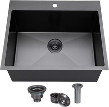 Black Bar Sink 18x18 Drop In 16 Gauge Stainless