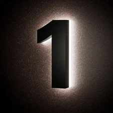 5 Inch Backlit House Numbers for Outside, Stainless Steel, Illuminated Home A...