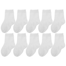 5 Pairs White Mesh Cotton Toddler Calf Socks Breathable Mid-Calf Stretchy