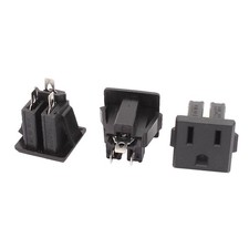3 Pcs AC 15A 125V US Plug Panel Mount US Outlet Socket Black
