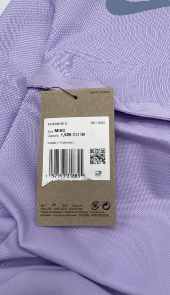 Nike Heritage DC4244 512 Bookbag Backpack Bag Lilac Bloom NEW - Image 3 of 4