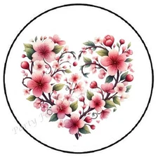 CHERRY BLOSSOM FLOWER HEART ENVELOPE SEALS LABELS STICKERS PARTY FAVORS