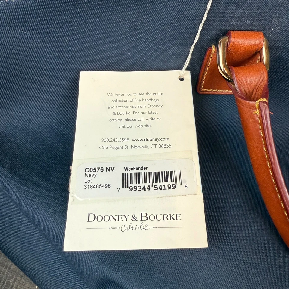 Dooney & Bourke Cabriolet Weekender Duffle Bag Navy Nylon Leather Trim Travel - Image 4 of 4
