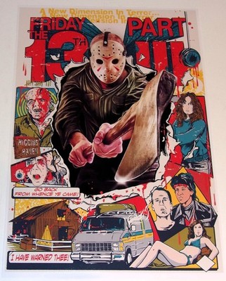 Friday the 13th 3  III 3D Alt Poster 19''x13'' Jason Vorhees - Cartoon Style