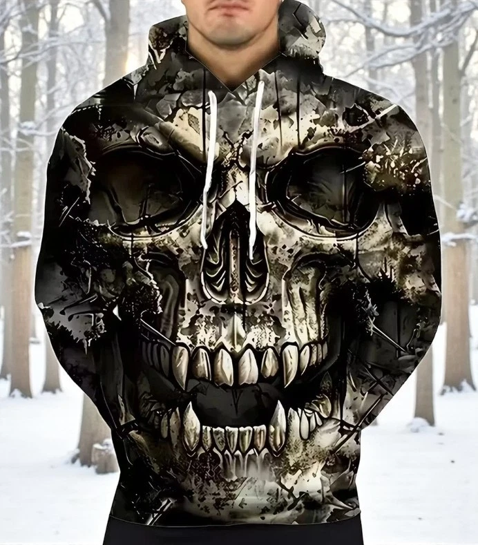 3D Skull Hoodie Spooky Style For Men & Women Full Size S-5XL