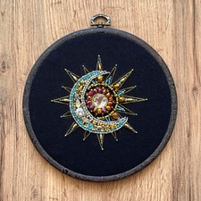 Bead Embroidery Kit - Moon and Sun, DIY Beadwork, Handmade Gift, Wall Art