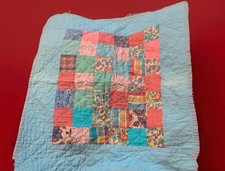 Vintage Doll Quilt Patchwork 1970 Signed Perry Co.  23 X 25"