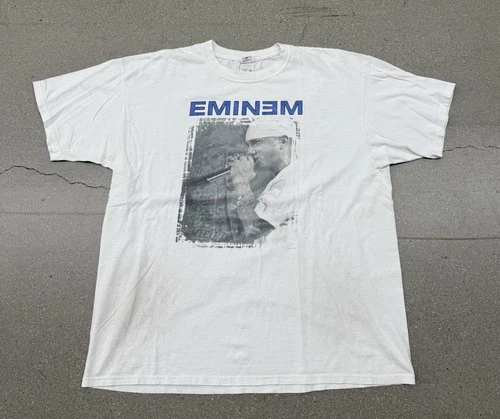 Eminem E Slim Shady Detroit White Graphic Conce 2000s vintage concert t-shirt, vintage, size XXL, single stitch, B+ condition