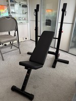 Decathlon Tiltable Weights Bench + 50kg Barbell Weight Set