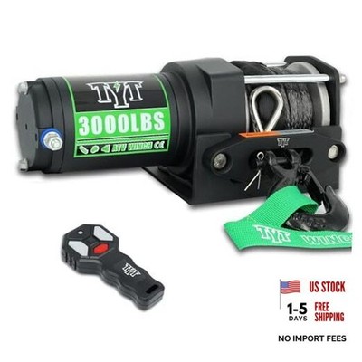  ATV Winch, 12V DC Electric Winch with Wireless Remote and 3000 lb 3000lb Green
