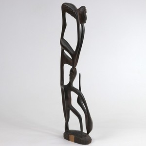 African Makonde Tree of Life Wooden Sculpture 25" Tall