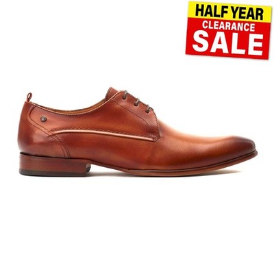 Base London Gambino Mens Classic Fashion Smart Derby Shoes Tan