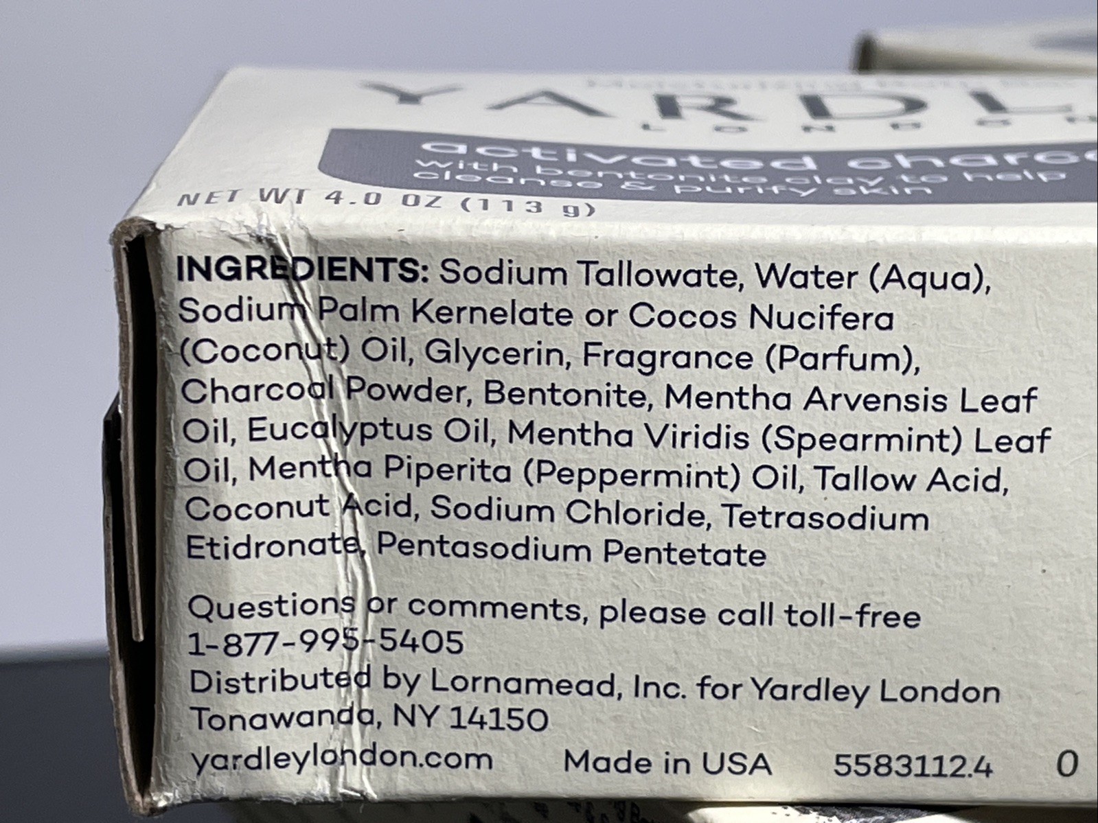 Lot of 6 Bars Yardley London Activated Charcoal Moisturizing Bath Soap 4.25oz Ea