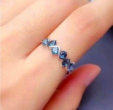 Natural London Blue Topaz Band S925 Sz 7