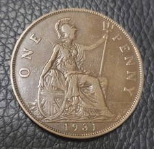 1931 Great Britain One Penny Coin