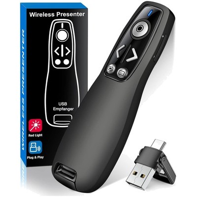 Presenter USB C, 2.4 GHz Wireless Powerpoint Fernbedienung via USB A & USB C