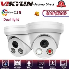 VIKYLIN Turret POE Full Color IR 5MP/8MP 4K Security CAMERA MIC IP67 Outdoor US
