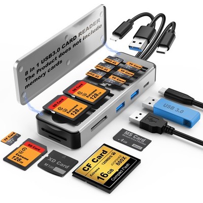 8in1 Multi SD Card Reader Adapter Aluminum with Card Storage Carrying Box SD/...
