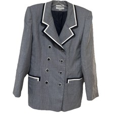 Vintage John Meyer of Norwich Navy  White Houndstooth Blazer Size 12