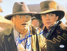 Michael J Fox Christopher Lloyd Signed 11x14 Photo Back to the Future PSA LOA