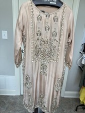 New Shalwar Kameez Hand Made Size Large Pakistani Outfit Small Stain At Back