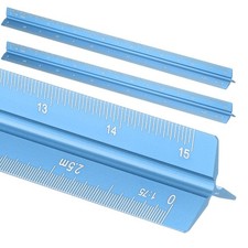 2 Pcs 12 Inch Metric Architectural Triangular Scale Ruler Small Scale, Blue