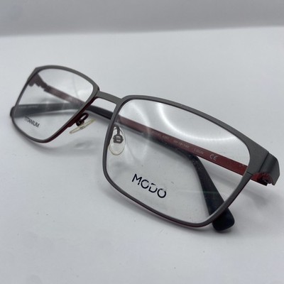 MODO 4207 Titanium Eyeglasses Frame Gunmetal Red 54-18-140
