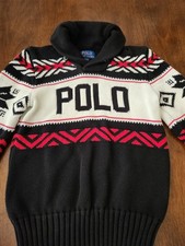 Polo Ralph Lauren Logo Cotton Shawl-Collar Sweater Youth Boys Sz Medium 10-12