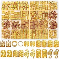 220 Pcs Hair Jewelry for Braids, Loc Jewelry for Hair Dreadlock, Loc Gold