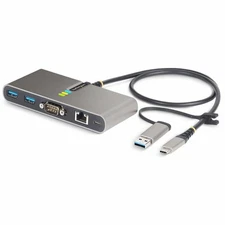 StarTech 2-Port USB-C Hub w/Ethernet and RS-232, Attached USB-C to USB-A Dongle