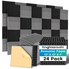 24 Pack Sound Proof Foam Panels with Self Adhesive, 12x12x1 Fire Resistant Ac...