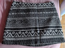 George Ladies Size 16 Black & Beige Tribal Print Mini Skirt 