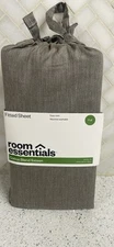 Room Essentials Cotton Blend Sateen Fitted Sheet Full Heather Grey