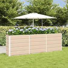 WALPLUS Planter Ivory 240x40x75 cm Steel Tall Garden Flower Box