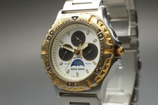 Vtg 1982 Near MINT Seiko Alba V33F-6B70 Gold Moon Phase Quartz Men Watch JAPAN