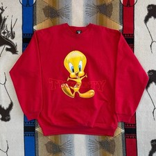 Vintage 90s Tweety Bird Looney Tunes Crewneck Sweatshirt Size XL 1996 USA Made