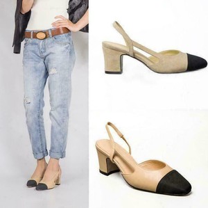 two tone block heels