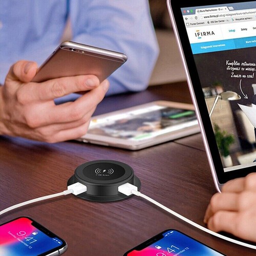 30W Wireless Charger Embedded Desktop Fast Wireless Charging Base Dual USB Port - Picture 11 of 15