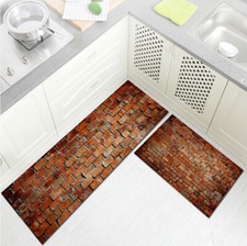 Rustic Old Brick Wall Kitchen Mat Non-Slip Carpet Kids Bedroom Floor Area Rugs