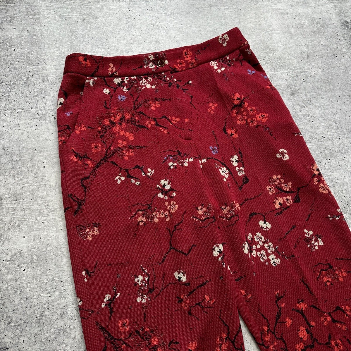 IVKO Wool Cherry Blossom Jacquard Pants Trousers Floral Pattern