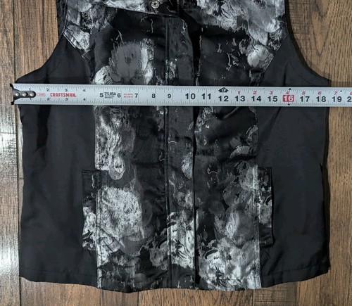 Christopher & Banks Vest Women's SM Full Zipper Black Silver Abstract Metallic - Picture 7 of 13