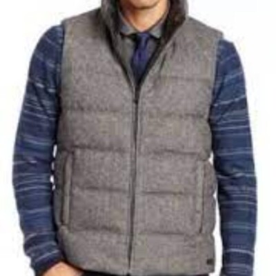 Hugo Boss Darnom Virgin Wool  Blend Reversible Vest with Down Blend Filling