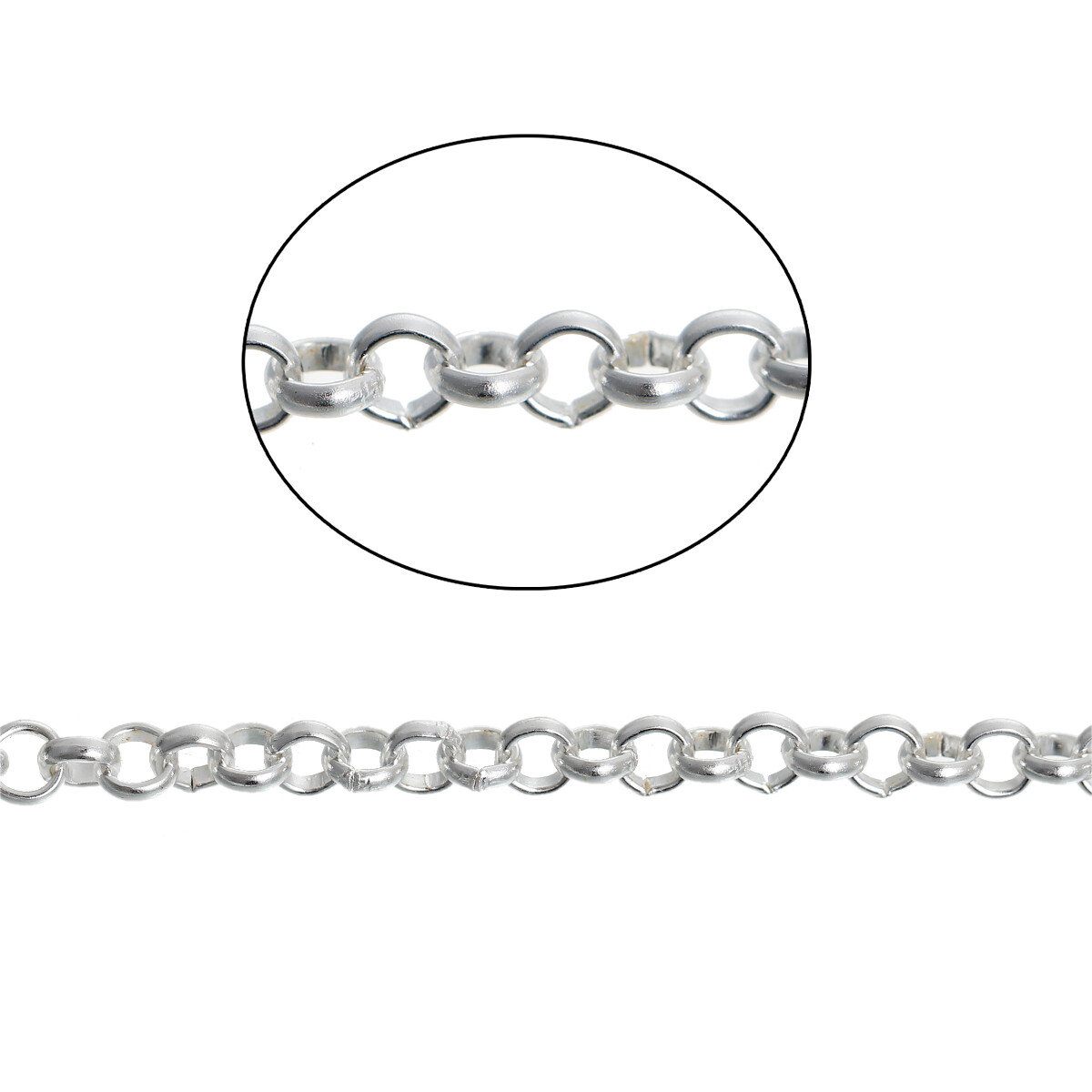 Rolo Belcher Jewellery Chain - 4 Metres - Silver Plated - Link Size 4mm x 1mm